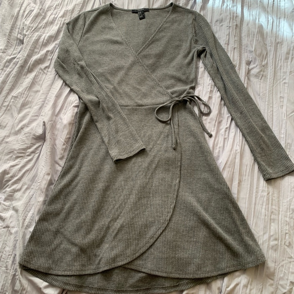 F21 ribbed faux wrap dress